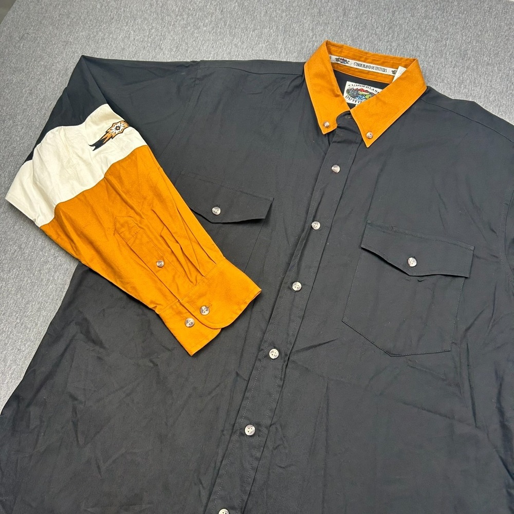 Cumberland Outfitters Western Button Down Long‎ Sleeve Shirt Mens Large Black